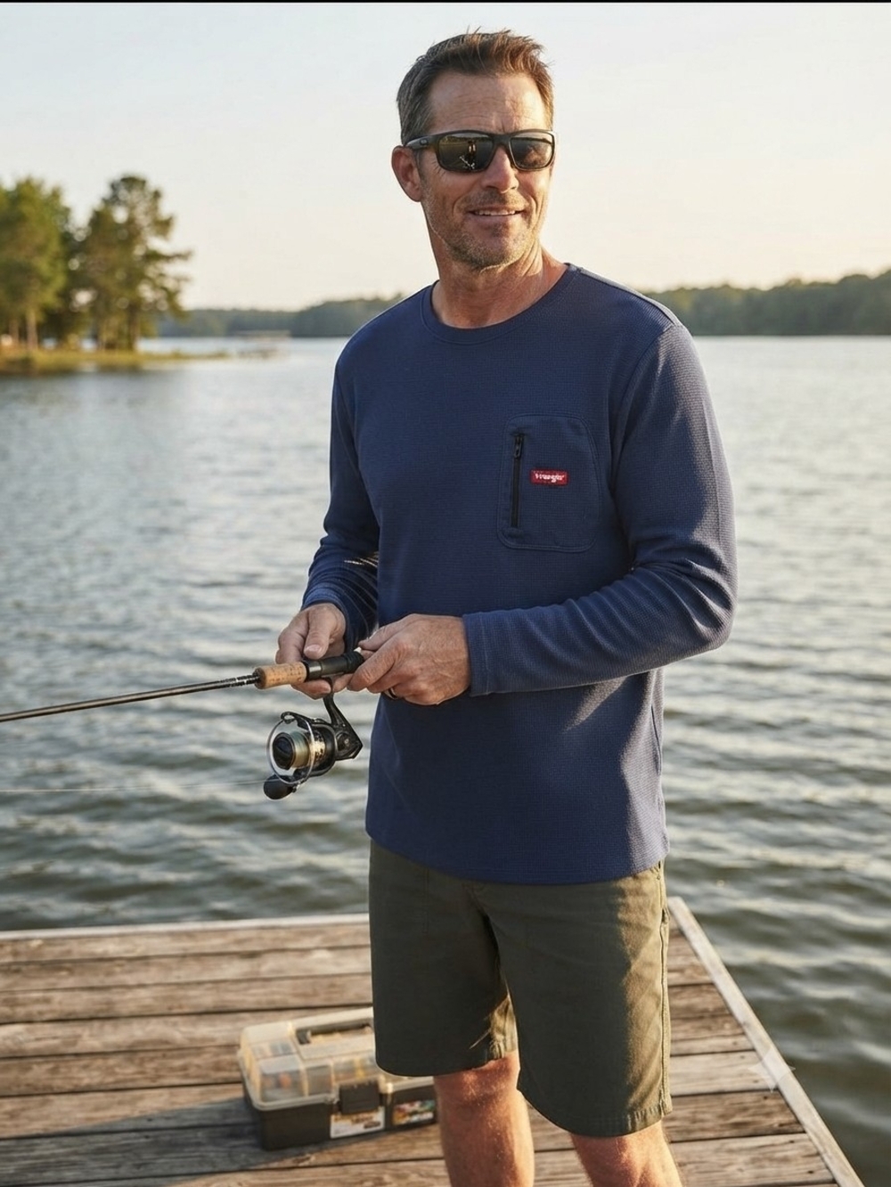 Wrangler Men's Long-Sleeve Pocket Thermal Shirt - Navy Blue